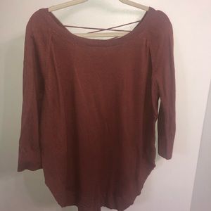 Express Rust Tulip Hem Sweater